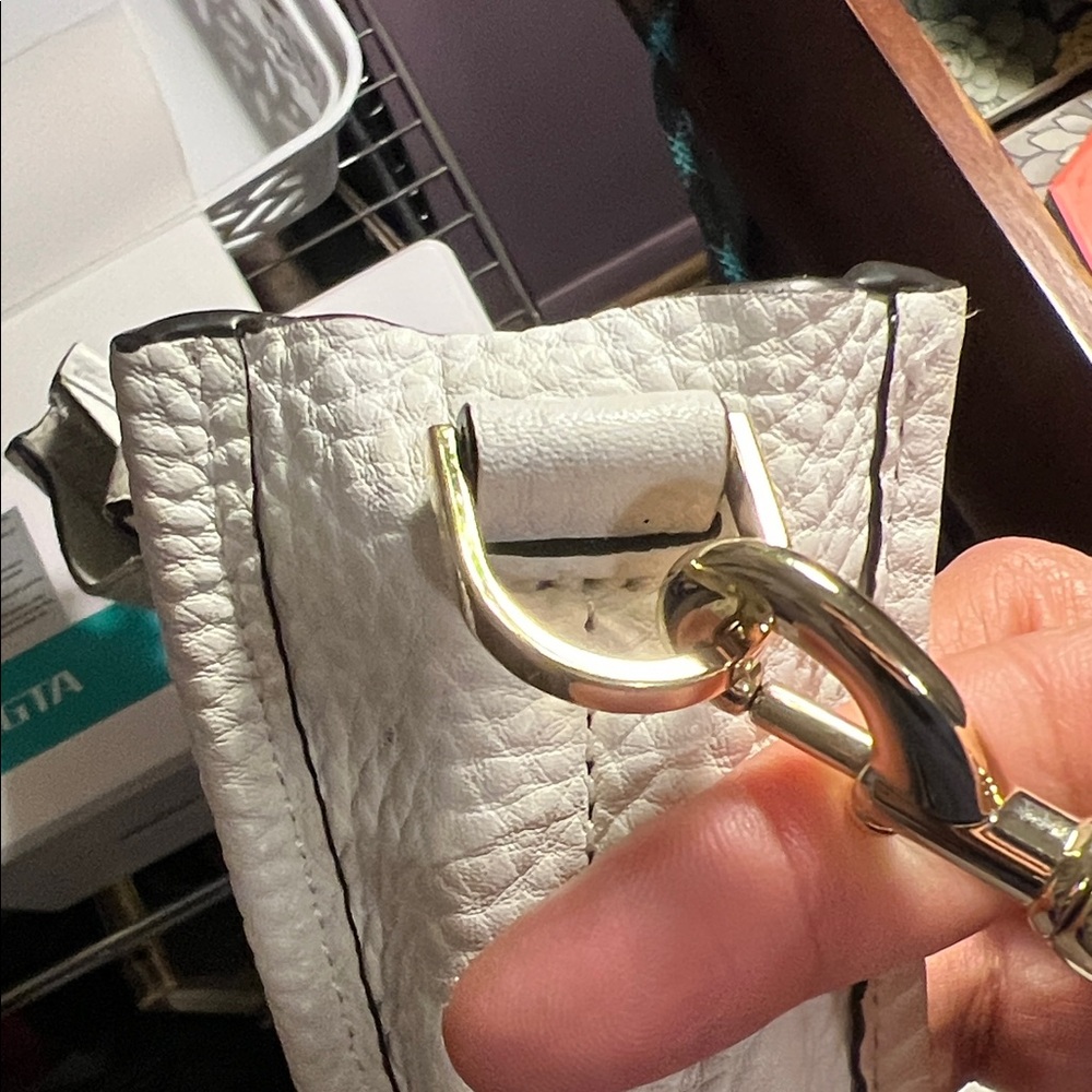 Rebecca Minkoff White Pebble Leather Crossbody bag with gold studs - Picture 9 of 13